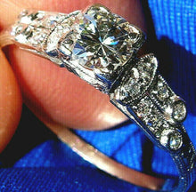Load image into Gallery viewer, Earth mined European Diamond Art Deco Engagement Ring Antique Design Platinum Solitaire Setting