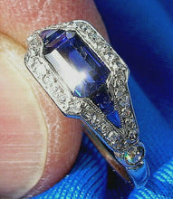 Load image into Gallery viewer, Earth mined Sapphire Diamond Art Deco Engagement Ring Antique Platinum setting