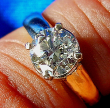 Load image into Gallery viewer, 0.91 carat Earth mined Diamond Deco Engagement Ring Vintage Design Brilliant Solitaire 14k Gold