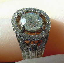 Load image into Gallery viewer, 3.50 carat Earth mined Diamond Engagement Ring Vintage Halo Design Solitaire 18k White Gold