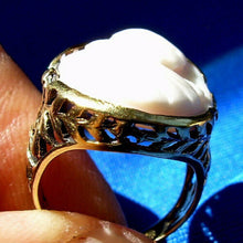 Load image into Gallery viewer, Angel Skin Mediterranean Coral Antique Engagement Ring 14k Victorian Setting 4.5