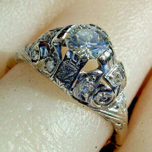 Load image into Gallery viewer, 0.70 carat Earth mined European cut Diamond Deco Engagement Ring Vintage Platinum Solitaire