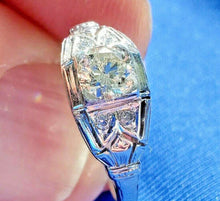 Load image into Gallery viewer, Earth mined 0.58 carat Diamond Deco Engagement Ring Antique Solitaire 14k Gold Size 6.5