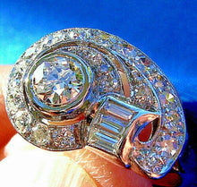 Load image into Gallery viewer, 1.41 carat Natural European cut Diamond Deco Engagement Ring Unique Antique Platinum Setting