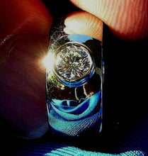 Load image into Gallery viewer, Earth mined Diamond Deco Engagement Ring Bezel set Designer Solitaire 14K White Gold