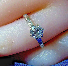 Load image into Gallery viewer, 1.03 carat Earth mine Diamond Deco Engagement Ring Vintage Solitaire 14k White Gold