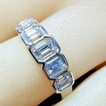 Load image into Gallery viewer, Elegant 2 carat Earth mined Diamond Deco Wedding Band Emerald Cut Platinum Engagement Ring size 5.75