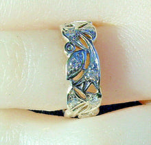 Load image into Gallery viewer, Earth mined Diamond Art Deco Wedding Band Antique Platinum Eternity Ring SIZE 5.75