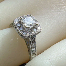 Load image into Gallery viewer, 1.3 carat Earth mined Diamond Deco Engagement Ring 14k White Gold Halo Setting