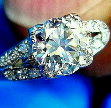 Load image into Gallery viewer, Earth mined European Diamond Deco Engagement Ring Vintage Design 14k White Gold Solitaire