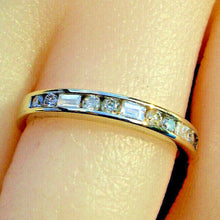 Load image into Gallery viewer, Earth mined Diamond Baguette and Round Wedding Band 14k White Gold Deco Style Anniversary Ring