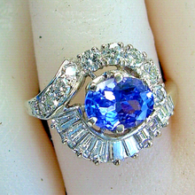 Load image into Gallery viewer, 2.80 carat Tanzanite Diamond Engagement Ring Art Deco vintage Style Solitaire 14k White Gold