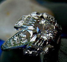 Load image into Gallery viewer, Genuine European Diamond Antique Deco Engagement Ring Vintage Solitaire 14k White Gold