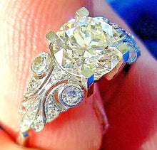 Load image into Gallery viewer, 1.85 Carat Earth mined Diamond Art Deco Engagement Ring Vintage Antique Platinum Solitaire