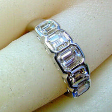Load image into Gallery viewer, Elegant 2 carat Earth mined Diamond Deco Wedding Band Emerald Cut Platinum Engagement Ring size 5.75