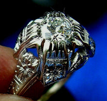 Load image into Gallery viewer, Genuine European Diamond Antique Deco Engagement Ring Vintage Solitaire 14k White Gold
