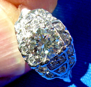 1 carat Earth mined Diamond Art Deco Engagement Ring Vintage Antique Platinum Solitaire