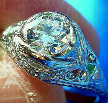 Load image into Gallery viewer, 1.35 carat Genuine European cut Diamond Art Deco Engagement Ring Antique Platinum Solitaire
