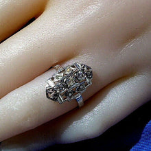 Load image into Gallery viewer, Earth mined European Diamond Deco Engagement Ring Vintage 14k White Gold Setting