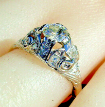 Load image into Gallery viewer, 0.70 carat Earth mined European cut Diamond Deco Engagement Ring Vintage Platinum Solitaire
