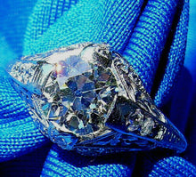 Load image into Gallery viewer, 1.55 carat Earth Mined European cut Diamond Deco Engagement Ring Antique Cushion Solitaire