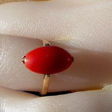 Load image into Gallery viewer, Antique Red Mediterranean Coral Engagement Ring Victorian 18k Gold Solitaire