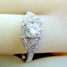 Load image into Gallery viewer, 1.30 carat Genuine European cut Diamond Deco Engagement Ring Antique Platinum Solitaire