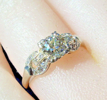 Load image into Gallery viewer, Genuine Earth mined Cushion cut Diamond Art Deco Engagement Ring Antique Platinum Setting