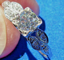 Load image into Gallery viewer, Earth mined Diamond Art Deco Engagement Ring Vintage Platinum Solitaire