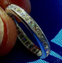Load image into Gallery viewer, Genuine 1 carat Diamond Platinum Art Deco Wedding Band Antique Eternity Anniversary Ring SIZE 5.5