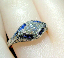 Load image into Gallery viewer, Genuine Diamond Antique Engagement Ring European Art Deco Platinum Solitaire