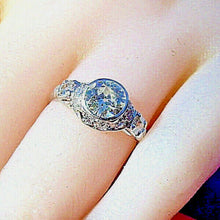 Load image into Gallery viewer, 1.50 carat Earth mined European cut Diamond Engagement Ring Vintage Deco Platinum Solitaire