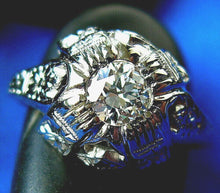 Load image into Gallery viewer, Genuine European Diamond Antique Deco Engagement Ring Vintage Solitaire 14k White Gold