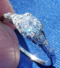 Load image into Gallery viewer, Earth mined European cut Diamond Art Deco Platinum Engagement Ring Vintage Antique Natural Diamonds Solitaire