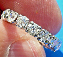 Load image into Gallery viewer, EARTH Mined European cut Diamond Art Deco Band Antique Platinum Eternity Anniversary Ring size 3.5