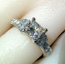 Load image into Gallery viewer, Earth mined Diamond Deco Wedding Band UNIQUE Enhancer Wrap Solitaire Ring Guard 14k White Gold