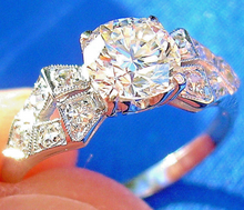 Load image into Gallery viewer, Earth mined Diamond Art Deco Engagement Ring Vintage Platinum Solitaire