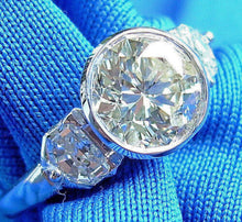 Load image into Gallery viewer, Genuine 1.64 carat Diamond Deco Engagement Ring Custom Bezel Platinum Solitaire size 7.5