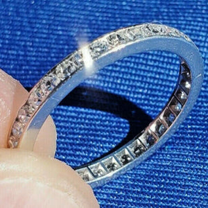 1 carat Earth mined Diamond Art Deco Anniversary Wedding Band Antique Platinum Eternity Ring