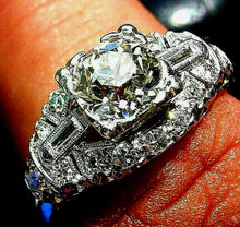 Load image into Gallery viewer, 2 carat Earth mined European Diamond Antique Engagement Ring Platinum Deco Design Cushion Solitaire