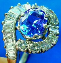 Load image into Gallery viewer, 2.80 carat Tanzanite Diamond Engagement Ring Art Deco vintage Style Solitaire 14k White Gold