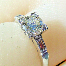 Load image into Gallery viewer, Earth mined Diamond Art Deco Engagement Ring Antique Platinum Solitaire 0.52 carat