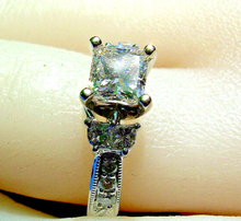 Load image into Gallery viewer, Earth mined Diamond Deco Wedding Band UNIQUE Enhancer Wrap Solitaire Ring Guard 14k White Gold