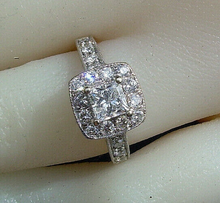 Load image into Gallery viewer, 1.3 carat Earth mined Diamond Deco Engagement Ring 14k White Gold Halo Setting