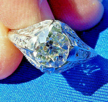 Load image into Gallery viewer, 1.55 carat Earth Mined European cut Diamond Deco Engagement Ring Antique Cushion Solitaire
