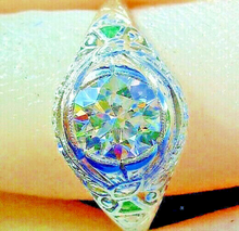 Load image into Gallery viewer, 1.35 carat Genuine European cut Diamond Art Deco Engagement Ring Antique Platinum Solitaire
