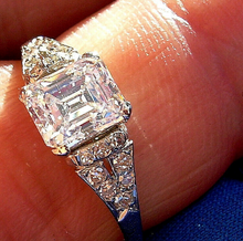 Load image into Gallery viewer, 1.31 carat Earth mined Emerald cut Diamond Art Deco Engagement Ring Antique Design Platinum Solitaire