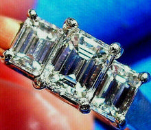 Load image into Gallery viewer, 1 carat Earth mined Emerald cut Diamond Deco Engagement Ring Vintage 3 stone Setting