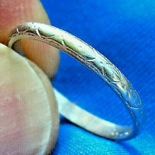 Load image into Gallery viewer, Antique Platinum Deco Wedding Band Elegant Engraved Estate Anniversary Ring size 5.25