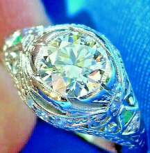 Load image into Gallery viewer, 1.35 carat Genuine European cut Diamond Art Deco Engagement Ring Antique Platinum Solitaire